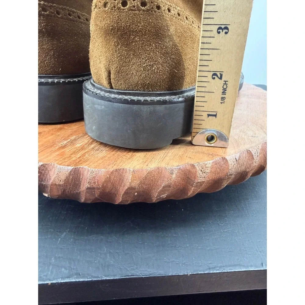 J.Crew Wingtip Brogue Boots Mens 9.5 Brown Suede Lug Sole 72864